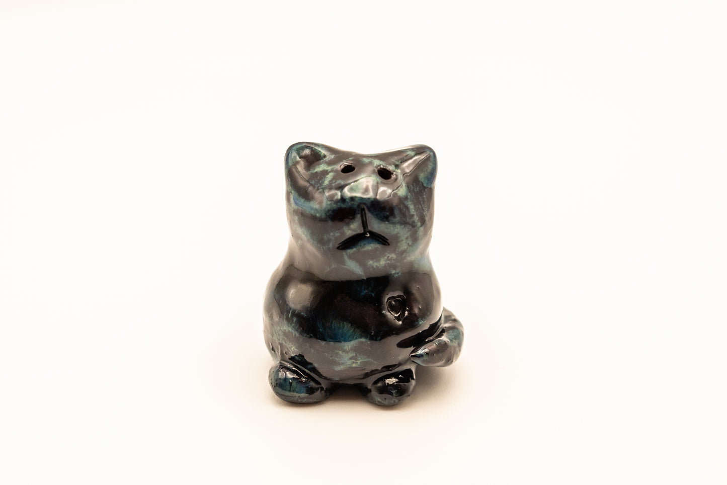 Desk Pet - Black and blue ceramic bear