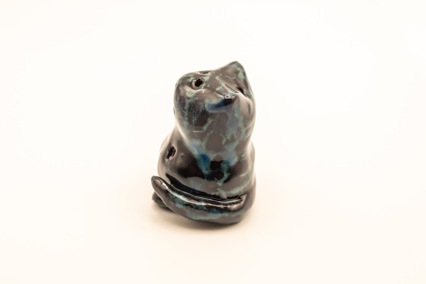 Desk Pet - Black and blue ceramic bear