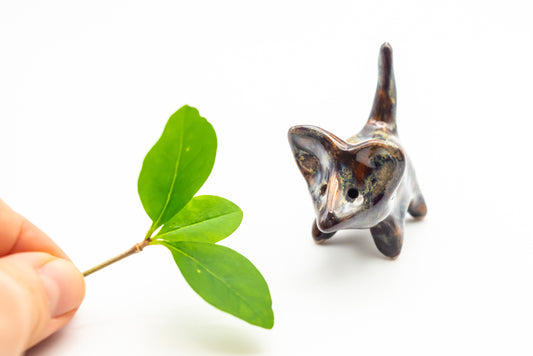 Desk Pet - Cute Ceramic Creature - Brown and shades of green and blue